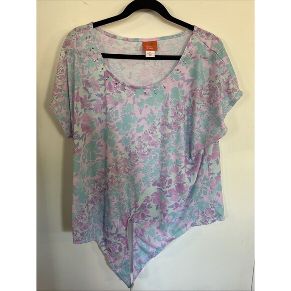 HEARTS OF PALM Women's X-Large  Pullover Short Sleeve T-Shirt MSRP $50 Pastel - Picture 1 of 7